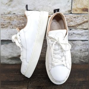 ⚡SOLD⚡Chloé Lauren All White Leather Platform Sneakers w. Scallop Trim
